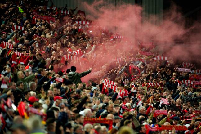 Liverpool fans celebrate at Anfield. Image: Alamy 