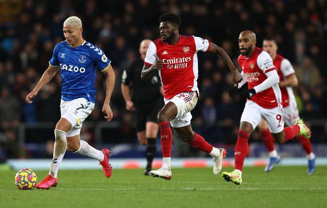 Richarlison being chased down against Arsenal. Image: Alamy