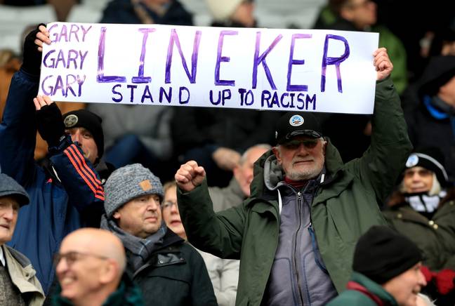 Fans show support for Gary Lineker. Image: PA
