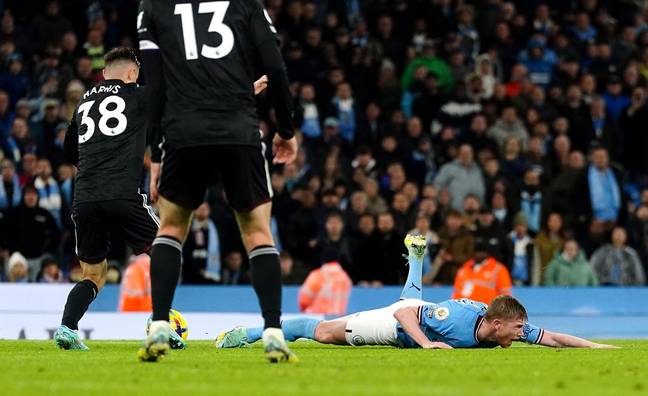 De Bruyne was fouled late on. (Image Credit: Alamy)