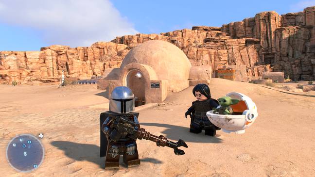 The Iconic duo Mando and Kylo Ren outside Luke's house on Tatooine / Credit: WB Games