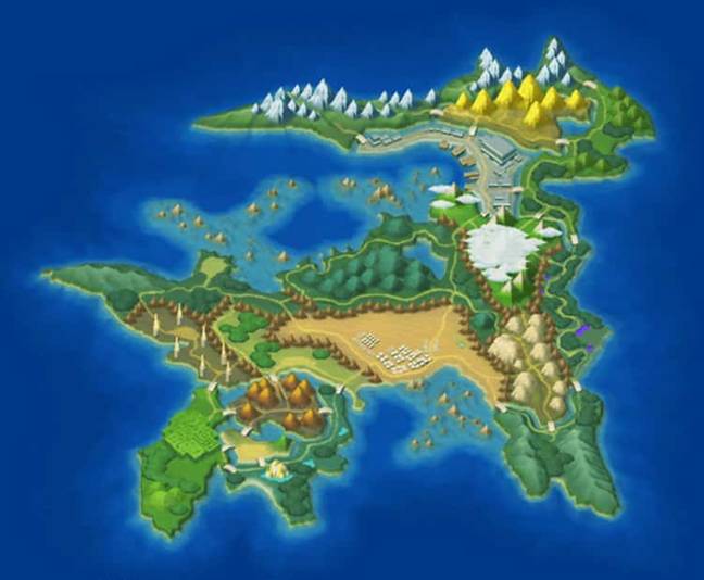 Here's the map of the Ransei region, which definitely doesn't resemble anything in particular at all / Credit: Koei Tecmo, The Pokémon Company 