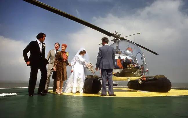Prince Michael Bates' wedding day at Sealand in 1979. Credit: Goddard Archive/Alamy Stock Photo