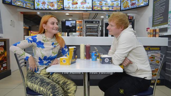 Amelia Dimoldenberg interviews Ed Sheeran on Chicken Shop Date. Credit: YouTube / Amelia Dimoldenberg.