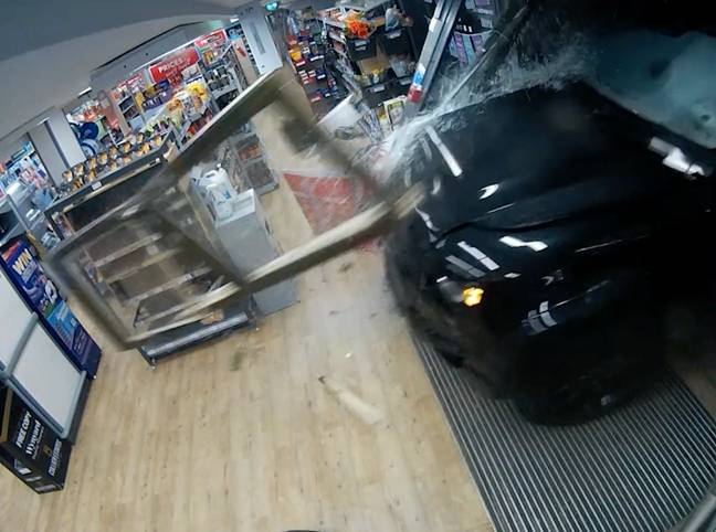 Shocking CCTV footage shows ex-Premier League footballer Danny Graham crash his Land Rover into a Co-op after drinking '10 pints'. Credit: GAZETTE MEDIA COMPANY SYNDICATION