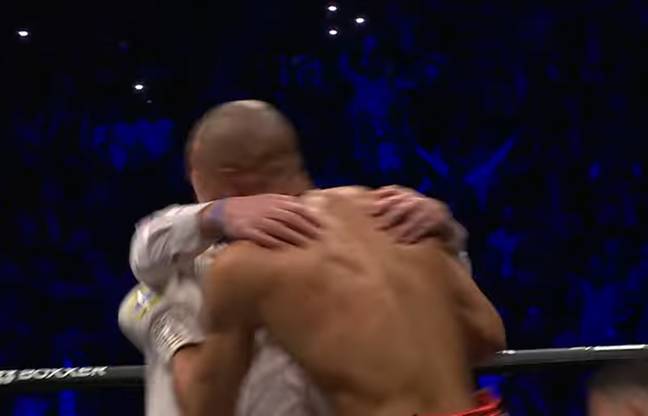 The ref tried to hold back Eubank and explain the fight was over. Credit: Sky