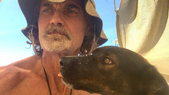 Tim Shaddock and his dog Bella were rescued after being lost at sea for three months. Credit: 9News