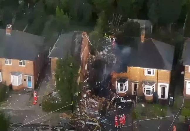 One house was completely destroyed and three others damaged in the Birmingham explosion. Credit: West Midlands Fire Service
