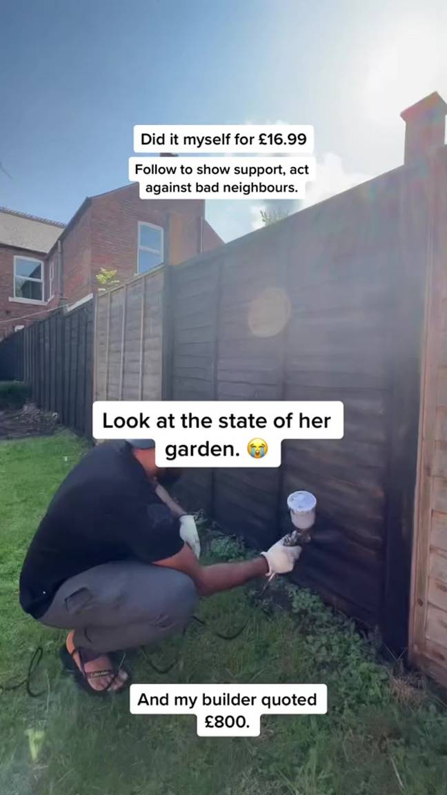He claims that the person living next door 'refused to fix it'. Credit: TikTok/@thedesichef