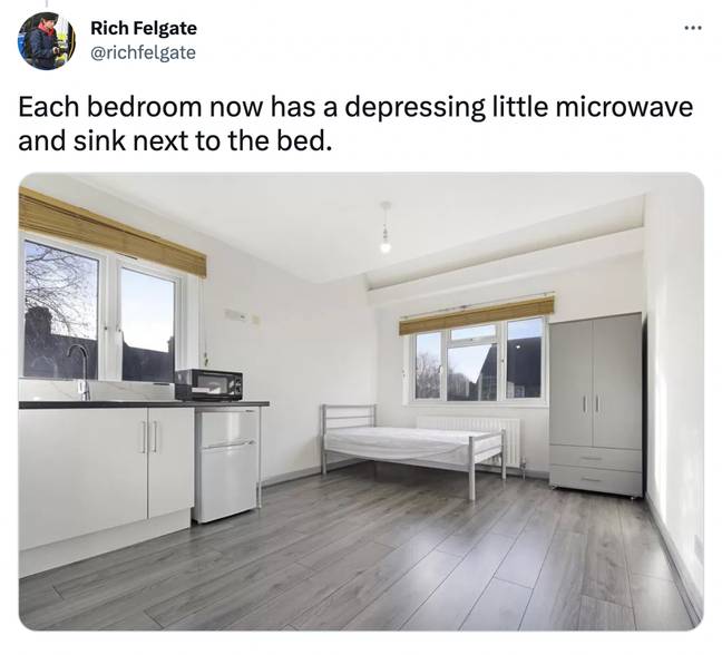 Each bedroom is now equipped with a microwave. Credit: @richfelgate/Twitter