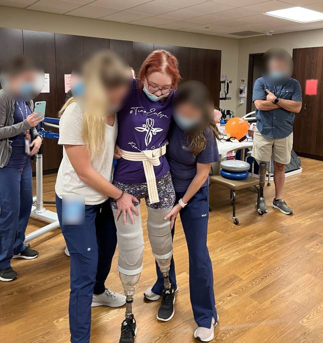 Evelyn went through therapy and set herself the goal of being able to stand and walk again. Credit: Kennedy News and Media