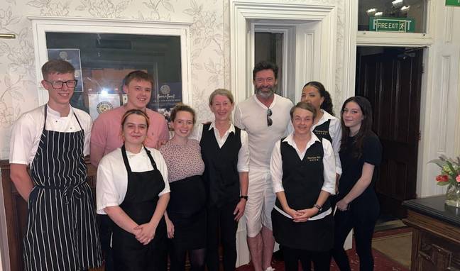 Hugh Jackman with the staff at Steeton Hall Hotel. Credit: Facebook/Steeton Hall Hotel