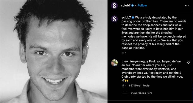 S Club 7 posted a tribute to Cattermole on Instagram. Credit: Instagram/ @sclub7