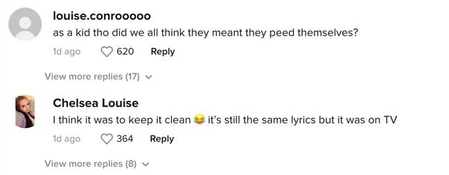 Many viewers guessed why the lyrics had been changed, but admitted they hadn't realised the true meaning of the original song until now. Credit: TikTok / @gemmaplant