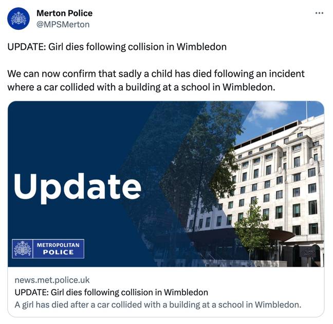 Merton Police confirmed the news this afternoon. Credit: Twitter/@MPSMerton
