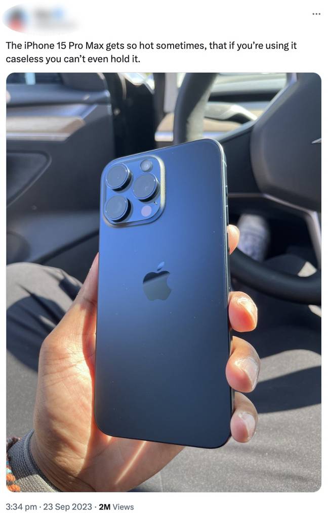 Some said the iPhone 15 could become too hot to hold. Credit: X