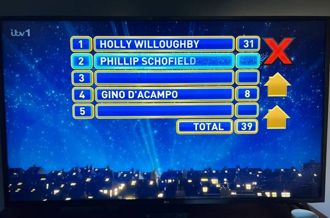 Awkwardly, one of the answers was the recently-departed Phillip Schofield. Credit: ITV
