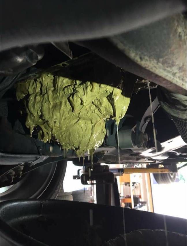 Goo was also leaking out from underneath the car. Credit: Facebook/BMW Club / German Car Center region