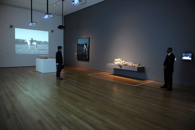 John Bonafede - who was performing live at 'The Artist is Present' Marina Abramovic exhibition in 2010 - has sued New York's Museum of Modern Art (MoMA) for allegedly failing to prevent people from groping him. Credit: Patrick McMullan/Getty