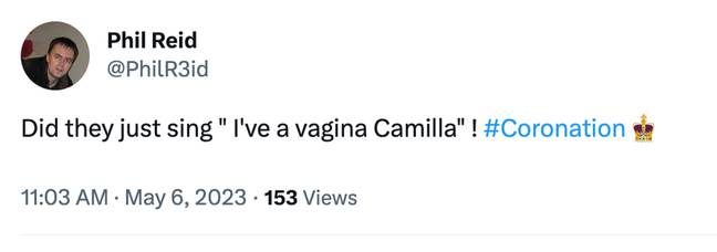 Viewers are convinced the choir sang 'vagina'. Credit: Twitter/@PhilR3id