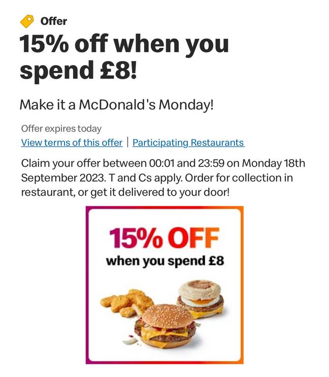 The offer is available on the app for one day only. Credit: LADbible