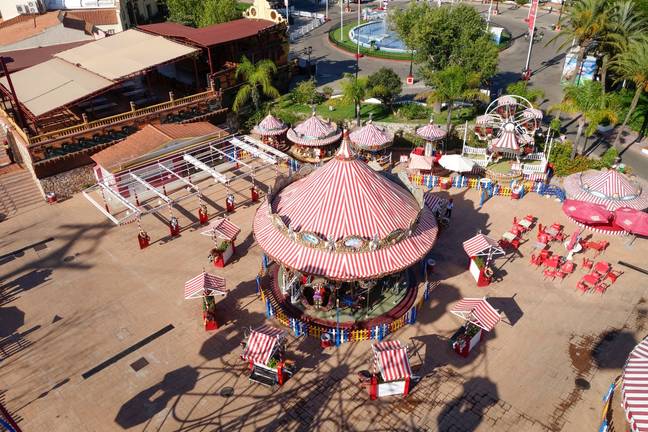 The theme park may be closed but staff are still keeping it from falling apart. Credit: Perry van Munster / Alamy Stock Photo