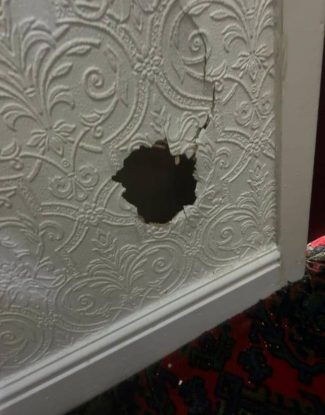 The family took pictures of holes in the walls of the hotel. Credit: Kennedy News and Media
