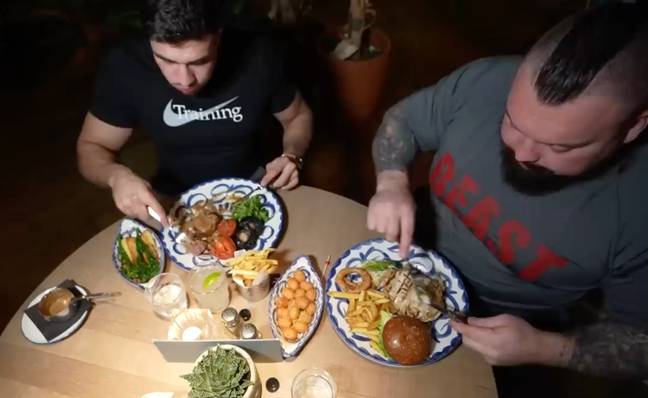 Can't forget that penne pasta. Credit: YouTube/Eddie Hall The Beast