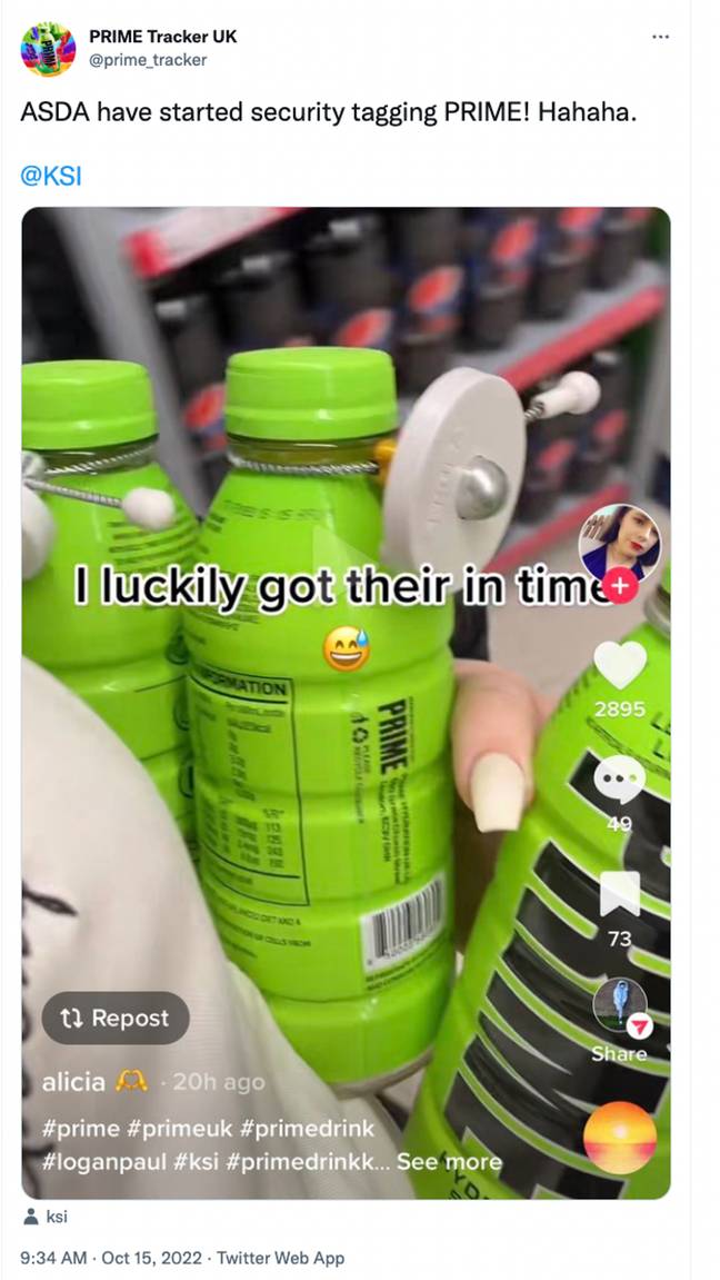 The energy drink has become somewhat of a viral craze, resulting in some supermarkets putting security tags on the bottles. Credit: Twitter
