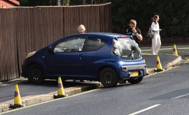 The mum parked her car on the pavement where the workers were set to start digging. Credit: Solent News
