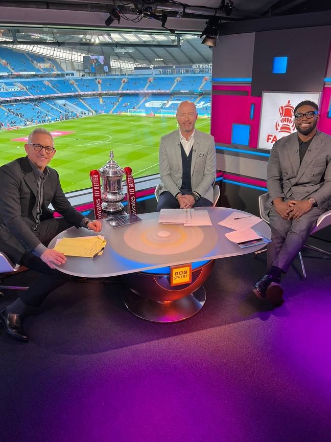 Lineker was joined by Alan Shearer and Micah Richards this evening. Credit: Twitter/@GaryLineker