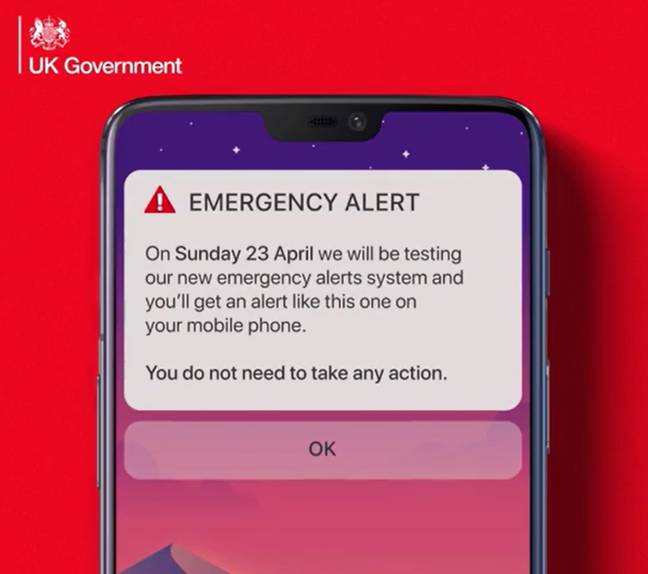 The alert is going to look like this, you don't need to do anything else. Credit: UK Government