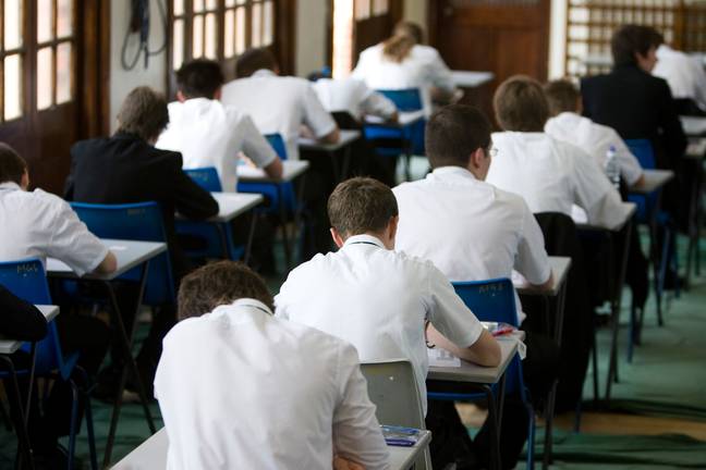 Derek Skipper took his exam in a hall full of teenagers. Credit: Charles Robertson/Alamy Stock Photo