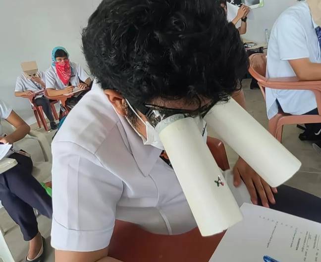Just try cheating while that thing is on your head. Credit: Mary Joy Mandane-Ortiz