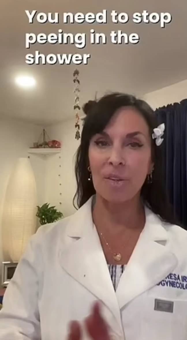 Last month, Dr Irwin posted a video warning people to stop peeing in the shower. Credit: TikTok/dr.teresa.irwin