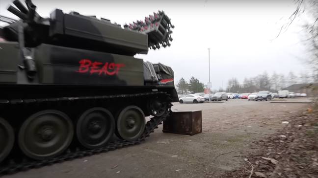 They even ran a tank over it. Credit: YouTube/Eddie Hall