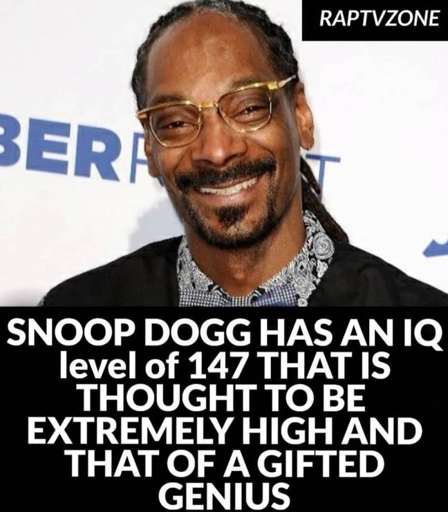 Snoop Dogg is considered a genius due to his high IQ. Credit: Snoop Dogg/@snoopdogg