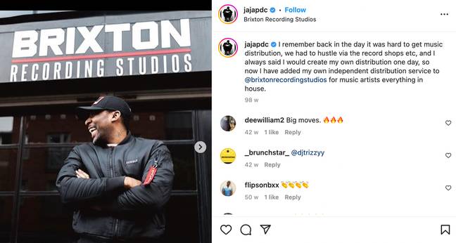 Soze now owns Brixton Recording Studios. Credit: @jajapdc/Instagram