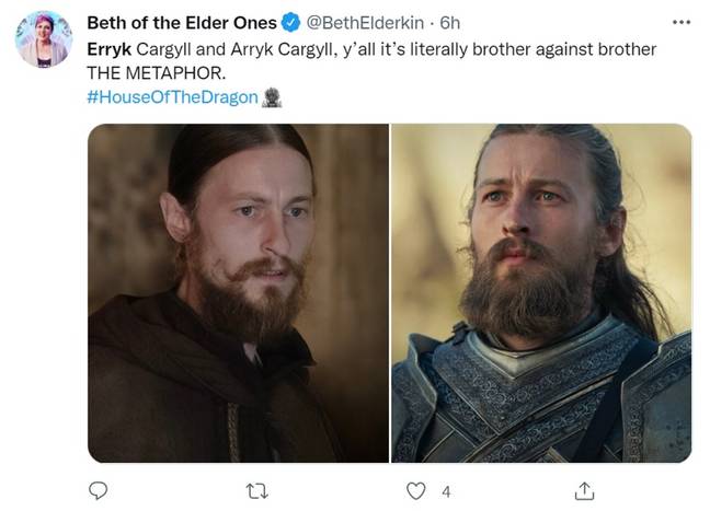 If House of the Dragon follows the plot of the book it'll be brother against brother. Credit: Twitter/@BethElderkin