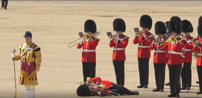 The soldier fainted during rehearsals on Saturday. Credit: Sky News