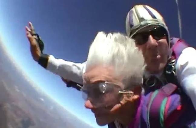 Clare Nowland was known for her zest for life, and even went skydiving on her 80th birthday. Credit: ABC News.
