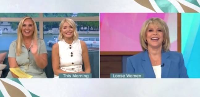 Fans have called out the 'awkward' exchange between Holly Willoughby and Ruth Langsford. Credit: ITV