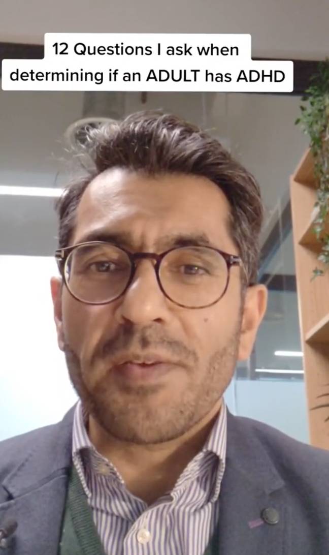 Dr. Ali Ajaz shared 12 key questions he asks people who believe they may have ADHD. Credit: @draliajaz/TikTok