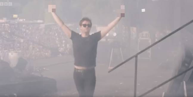 Kerr flipped off the crowd as he stormed off the stage. Credit: BBC