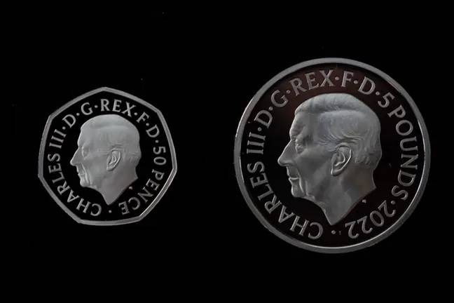 The new coins featuring King Charles III. Credit: PA