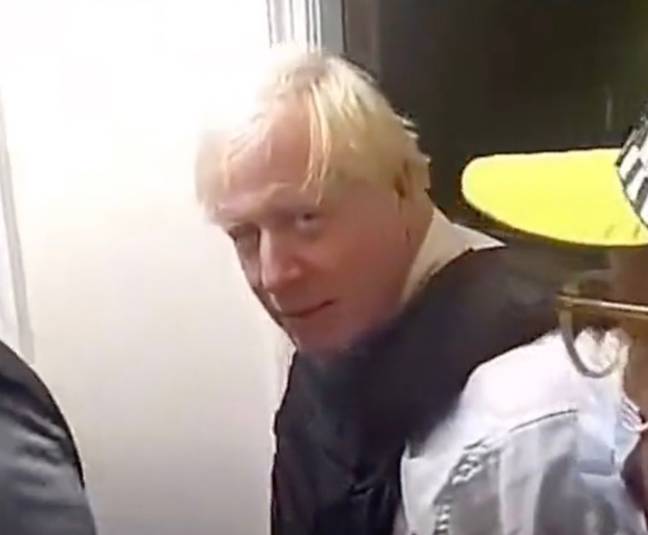 Boris Johnson joined police on a series of house raids. Credit: Twitter/@splintersales