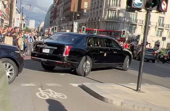 It's not everyday you see the US President outside of a Pret. Credit: TikTok/@fazvlogs