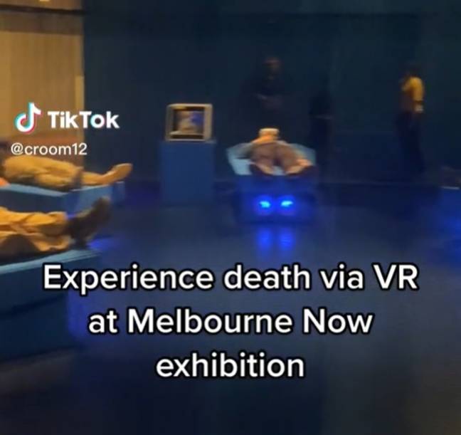 A visitor to the simulation found that it was people lying down with headsets on being attended to. Credit: TikTok/@croom12