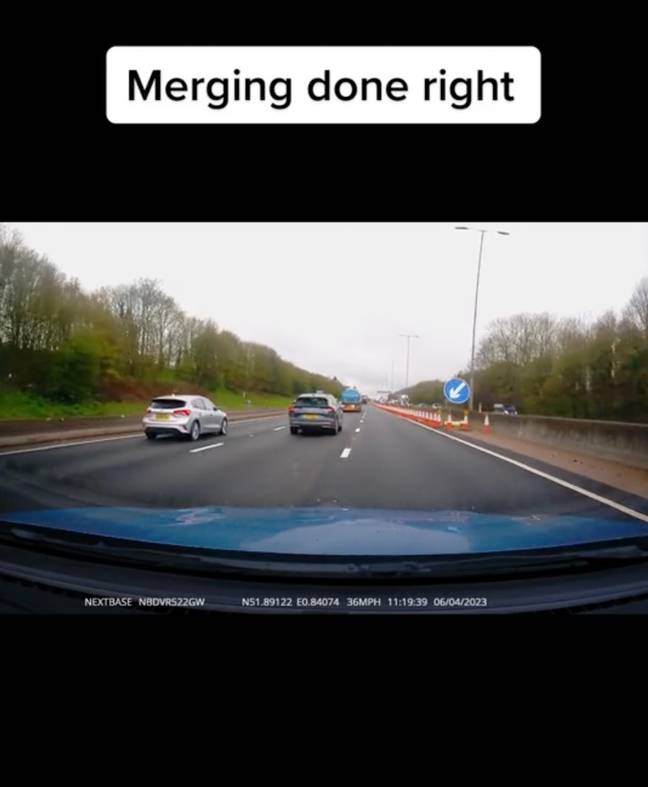 He then merged before the road tapered off. Credit: https: TikTok/@dills_taxi