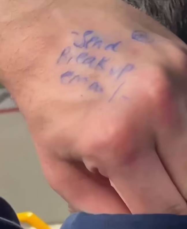 The man wrote a reminder to send a break up email. Credit: @mikeeandemma/TikTok